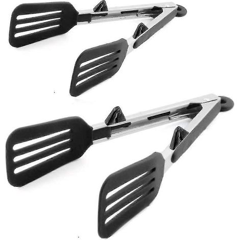 Pince de cuisine 30 cm, spatule à poisson en acier inoxydable verrouillable avec embouts en silicone, idéale pour la cuisson, les salades, les buffets, les grillades et le service. Spatule résistante (1/4)