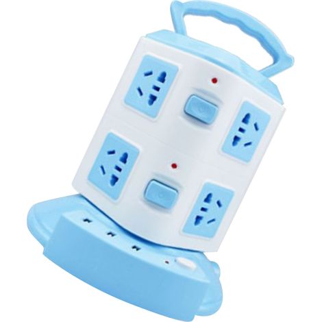 Tragbare, turmförmige Tischsteckdosenleiste, ideal für Zuhause, Büro und Studentenwohnheim. Auch im Großhandel erhältlich. Himmelblau, 2-lagig, 1,8 m, mit USB-Anschlüssen. (1/5)