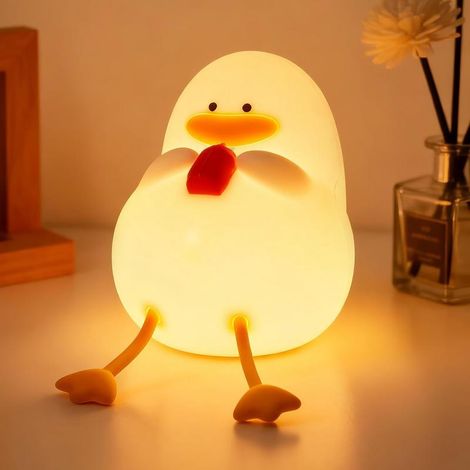 Veilleuse canard enfant silicone tactile rechargeable USB, lampe chevet LED douce, cadeau lumineux pour chambre bébé (1/3)