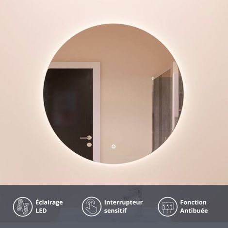 Miroir lumineux rond avec antibuée FAZZIO Ø 80cm (1/4)