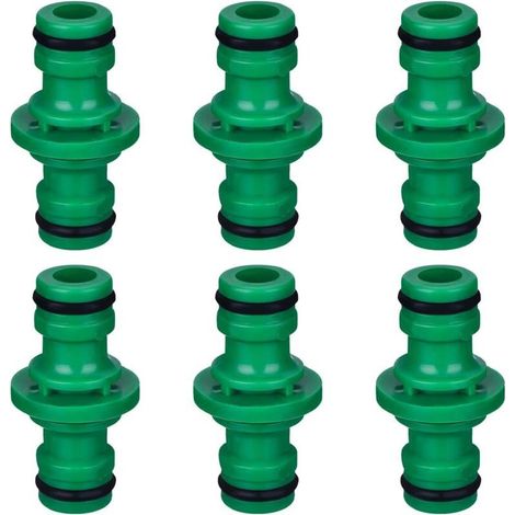 6 Pièces Double Connecteur de Tuyaux Mâles Raccords de Tuyaux pour Rejoignez Le Tube de Tuyaux de Jardin (Vert) (1/4)
