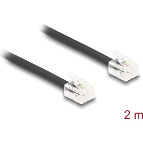 Delock Telefonkabel RJ11 Stecker zu RJ11 Stecker schwarz 2 m