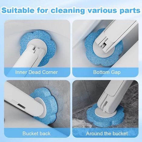 Brosse WC Jetable - Manche ABS 40 cm - Têtes de Rechange 48 Pièces - Pour Toilettes et Salle de Bains - Kit Mural (1/5)