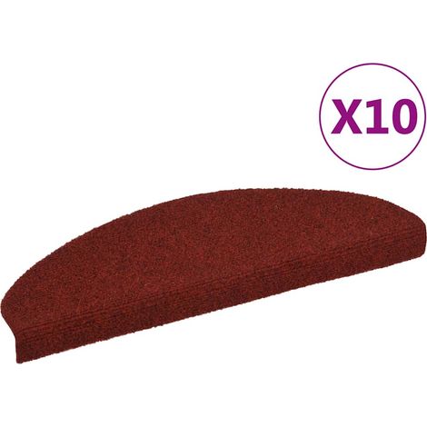 Felpudos autoadhesivos para escaleras 10 uds 65x21x4 cm burdeos vidaXL