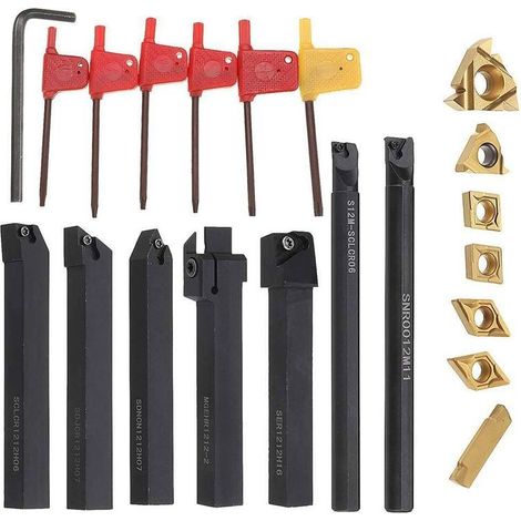 21Pcs 12mm Carbon Carbide Turning Tool Holder with Wrenches for Lathe Tool (1/5)