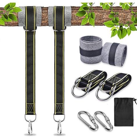 Hammock Hanging Strap Fixing for Hanging Chair Outdoor Swing Rope Accessory Safety Carabiners Swing Tree Strap for Hammock Swing (1.5M x 2) (1/5)