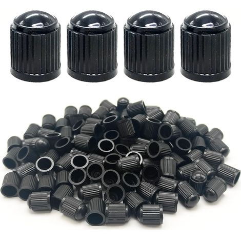 100 Pcs Tyre Valve Caps, Dust Caps For Car Tyres, Plastic Dust Caps, Universal Car Tire Stem Dust Covers for Car Tyres, SUV, Motorbike, Bike, Bicycle Tyres, Trucks, Airtight Seal (Black) (1/5)