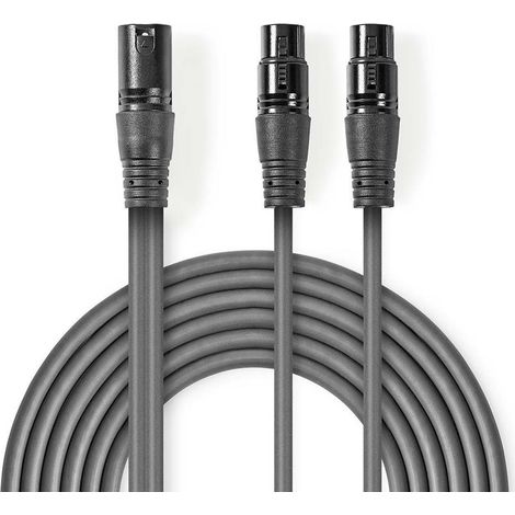Cable de audio balanceado xlr macho de 3 pines 2x xlr hembra de 3 pines niquelado 150 metros redondo pvc gris oscuro funda de carton