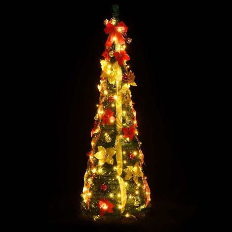 Sapin de Noël Arbre de Noël artificiel escamotable 50 LED vert 120 cm (1/5)