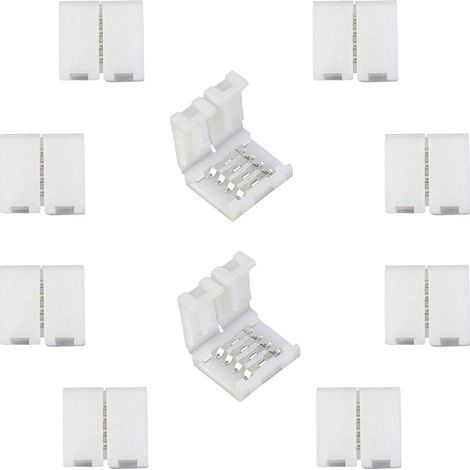 Ahlsen Conector de tira LED RGB 5050, conector de tira rápida de 4 pines para tira LED SMD 5050 RGB impermeable y no impermeable de 10 mm de ancho, soldadura gratuita (10 unidades) (1/5)