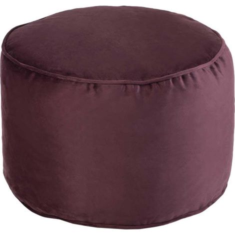 Loft 25 Runder Pouf für das Wohnzimmer, Weicher Samt Sitzsack Fußhocker für Beinhalter, Gaming Pouf für den Innenbereich - Aubergine (1/5)