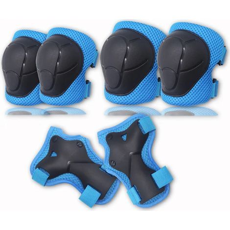 Set Knieschoner, Schutzausrüstung inklusive Knieschoner für Kinder, Jugendliche und Erwachsene, zum Rollschuhlaufen, Inlineskaten, Skateboarden, Scooterfahren usw. (blau) (1/5)