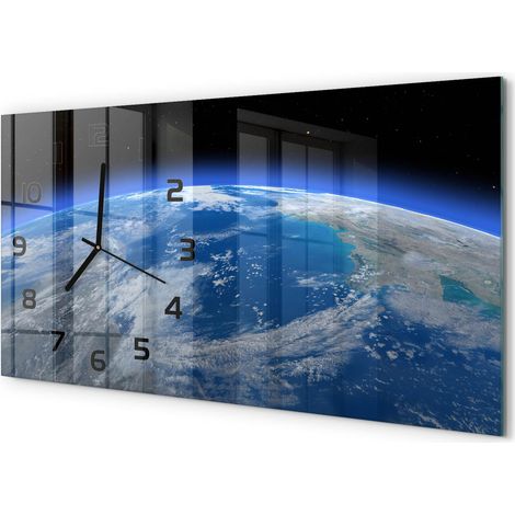 Horloge Murale XXL 60x30 cm Design Moderne en Verre Trempé Salon Salle à Manger Planète Terre (1/5)