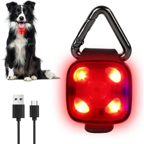 Lampe LED rechargeable à clipser pour collier de chien, lampe de sécurité USB étanche pour chien, chat et visibilité du propriétaire, idéale pour la promenade nocturne, la course et le camping (1/5)