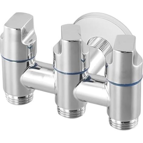 Vanne de bidet 1 en 3 à angle de sortie pour machine à laver - Robinet d'inversion mural pour salle de bain et toilettes (argenté) (1/4)