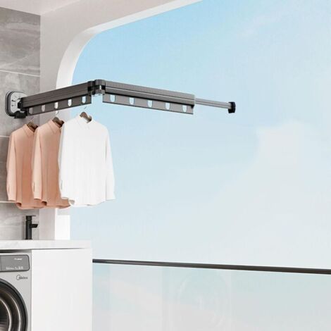 Séchoir à linge mural, gain de place, séchoir rétractable, séchoir à linge pliable en métal - 126cm (1/3)