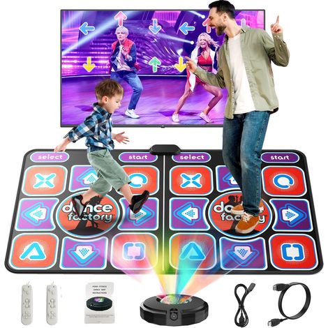 Tapis de danse, option à deux joueurs, prend en charge les modes à 4 touches et à 6 touches, surface antidérapante, vue de caméra réglable, lumière de boule disco (1/5)