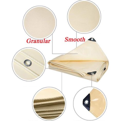 Premium Bâche - Isolant, Bâche De Protection Beige avec Oeillets, en PVC 180 G/M² - étanche, Indéchirable(Size:2x3m) MOONSTARS (1/4)