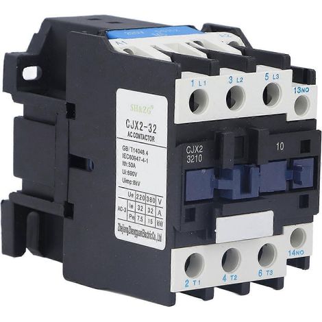Contacteur à bobine 220 V 32 A AC, normalement ouvert, contacteur de puissance, contact en alliage d'argent CJX2-3210 (1/4)