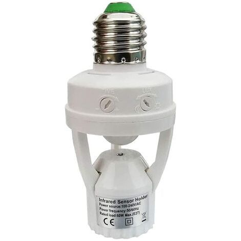 Douille avec détecteur de mouvement PIR Ampoules avec culot E27 pour une utilisation en intérieur avec réglage du temps et de la lumière (1/5)