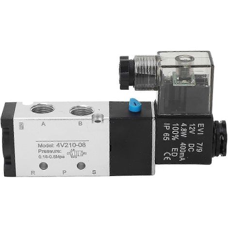 BERM 5/2-Wege-Pneumatik-Magnetventil, 12V DC elektromagnetische Steuerung, 2-Positionen-Verteiler, industrielle Steuerung, Magnetventil. (1/5)