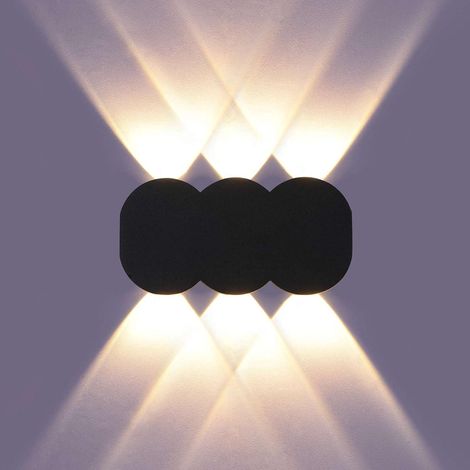 Applique murale LED 6W moderne, spot rectangulaire haut bas, luminaire en aluminium noir, lumière chaude 3000K, éclairage intérieur (1/5)