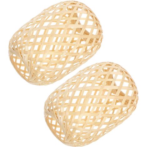 Juego de 2 mini pantallas de bambú tejido para lámparas colgantes (1/5)