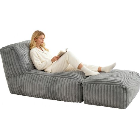 Chaise longue de suelo modular convertible en sofá cama 160x80x66 cm flanelina gris claro HOMVRA (1/5)