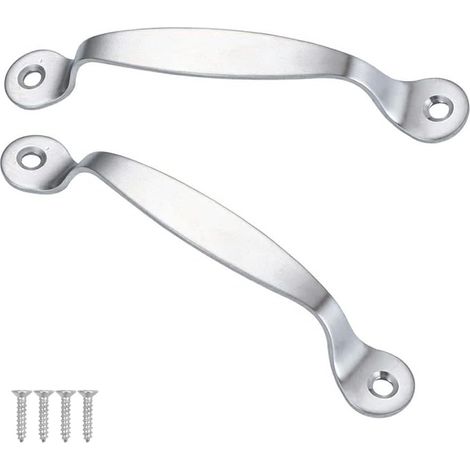 Set di 2 maniglie in acciaio inox con viti, interasse 125 mm, adatte per maniglie di armadi, comodini e cassetti. (1/5)