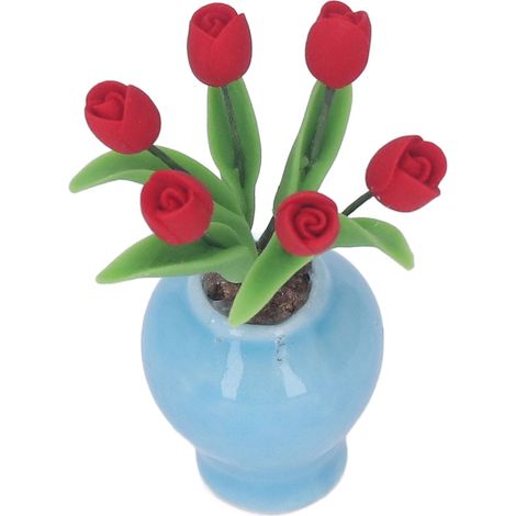 Moule miniature pour tulipe en pot (échelle 1/12) en argile, décor de bureau ou de maison de poupée. (1/5)