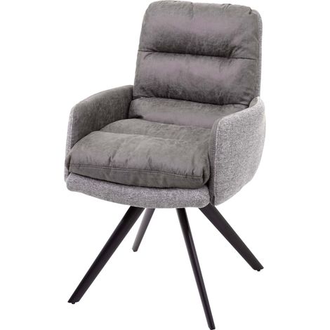 Silla de comedor sillón lounge con cómodo reposabrazos giratorio en tela gris claro 040002246