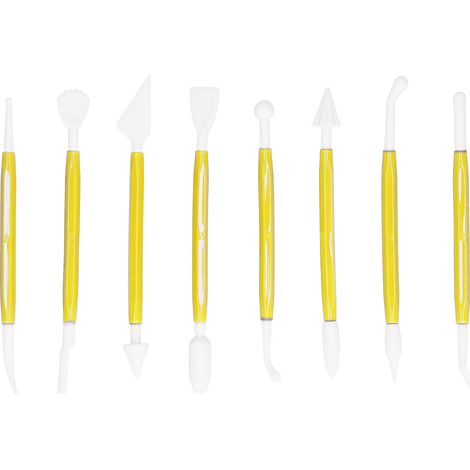 Lot de 8 moules à pâtisserie jaunes, outils de décoration pour gâteau, chocolat et pâte à sucre, couteau de sculpture DIY pour boulangerie.