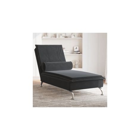 Chaise longue de massage avec traversin noir velours (1/5)
