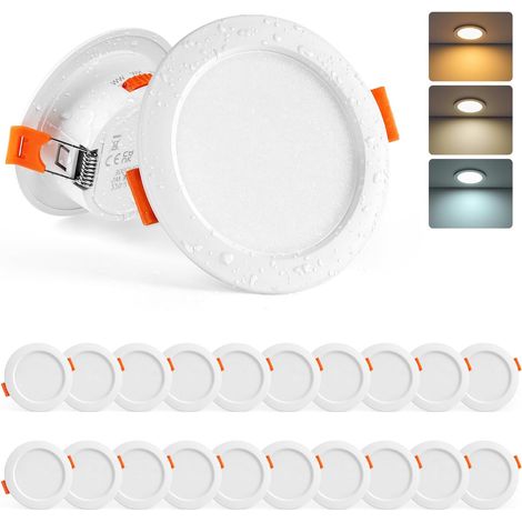 Spot LED Encastrable Salle de Bain, 5W Spot LED Extra Plat Blanc Chaud Blanc Neutre Blanc Froid, Spots Encastrable 68mm, Spots de Plafond pour Cuisine Salon, Lot de 10