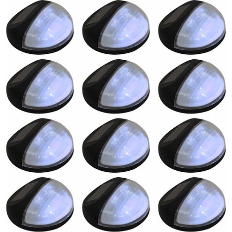 Lampe solaire murale à LED d'extérieur 12 pcs Rond Noir (1/5)