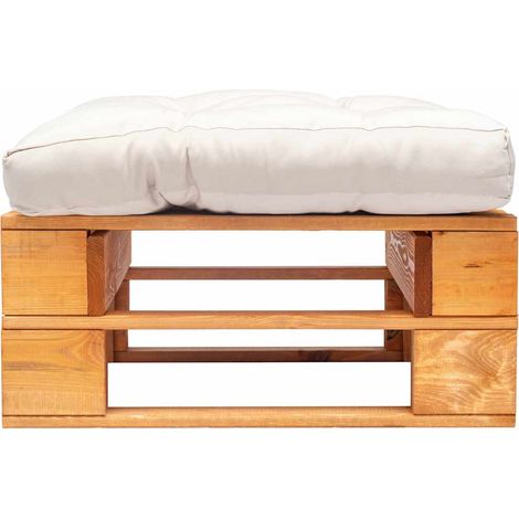 vidaXL Otomana de palets de jardín con cojín arena madera marrón miel (1/2)