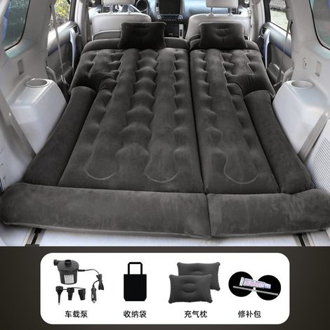Aufblasbare Matratze, Luftbett für Autoreisen, aufblasbares Kissen, multifunktionale Autositze mit Luftpumpe und Kissen für SUVs, Picknicks, Reisen, Camping (L Schwarz)