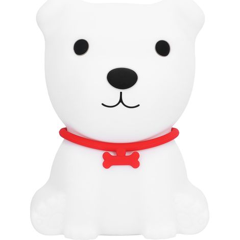 Niedliches Silikon-Welpenlicht, kreatives Cartoon-Hunde-Nachtlicht, USB-wiederaufladbares Nachtlicht für Kinder, mit eingebautem Akku (Modell LJC-148, weißer Welpe) (1/5)