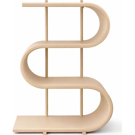 Estantería de escritorio beige, organizador decorativo, ondulado, moderno