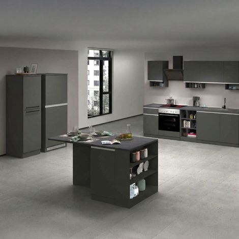 Dmora - Cucina completa Armand, Set da cucina modulabile, Cucina componibile con più elementi, 100% Made in Italy, Antracite e Ardesia, con imballo rinforzato
