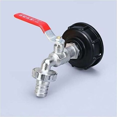 Robinet Cuve 1000L Robinet Recuperateur Eau De Pluie, Adaptateur De Réservoir d'eau IBC 1/2" Double Robinet Recuperateur Eau De Pluie,Robinet en Matériau en alliage Fabriqué en PP Filetage Gros.Gu.B/b (1/5)