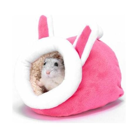 Hamster Petit Nid de Coton Hiver Sommeil Nid Maison Coton Nid De Lapin d'hiver Chaud Nid de Couchage en Coton pour Petit Animal Mini Hérisson, Rose (1/4)