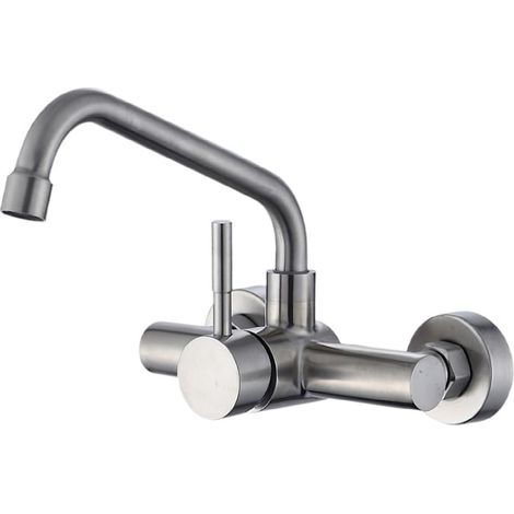 Rubinetto da cucina a parete, miscelatore da cucina in acciaio inox 304, rubinetto da cucina con beccuccio girevole (1/5)