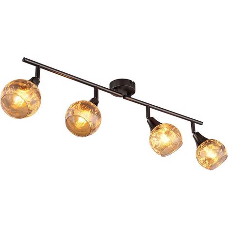 Spotleiste Deckenleuchte Spotlampe 4x E14 Glas geeist schwarz-chrom verstellbar