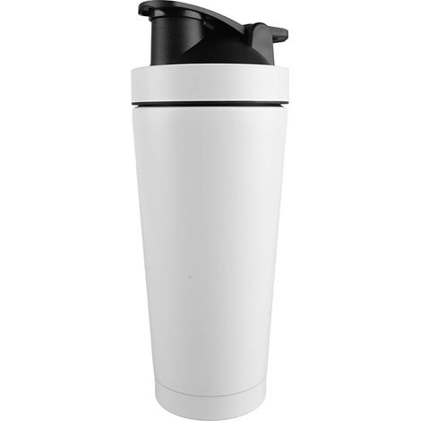 Gobelet isotherme de sport 750 ml, double paroi, ouverture filetée, acier inoxydable, blanc, idéal pour la salle de sport et les voyages. (1/5)