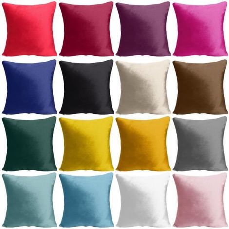 Housse de coussin en flanelle rouge 45x45cm style scandinave - Lot de 2 (1/4)