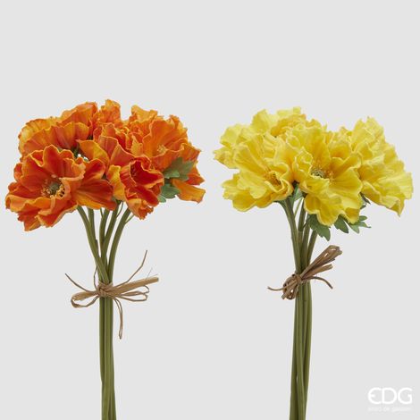 EDG Enzo De Gasperi Papavero Bouquet 5 Rami con Foglie H 34 Cm Giallo o Arancione 1 Pz (1/3)
