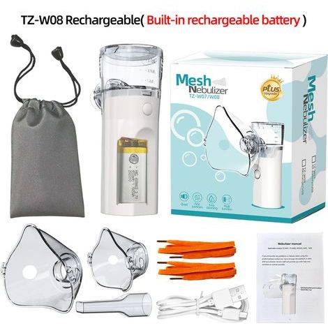 Tragbarer wiederaufladbarer Vernebler für Kinder und Erwachsene, leiser Inhalator mit 2 Masken und 1 Mundstück, Aerosol mit Selbstreinigung, elektrischer Inhalator für den Heim- und Reisegebrauch (1/5)