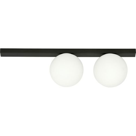 Lampada a Soffitto Fit, Acciaio verniciato a polvere, Vetro, Nero, Bianco, 60x17x14 cm (1/5)