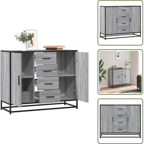 Sideboard Grau Sonoma 92x35x76 cm Holzwerkstoff - Sideboard - Sideboards - Buffetschrank - Schrank (1/5)